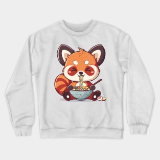 Cute Red Panda eating ramen Crewneck Sweatshirt